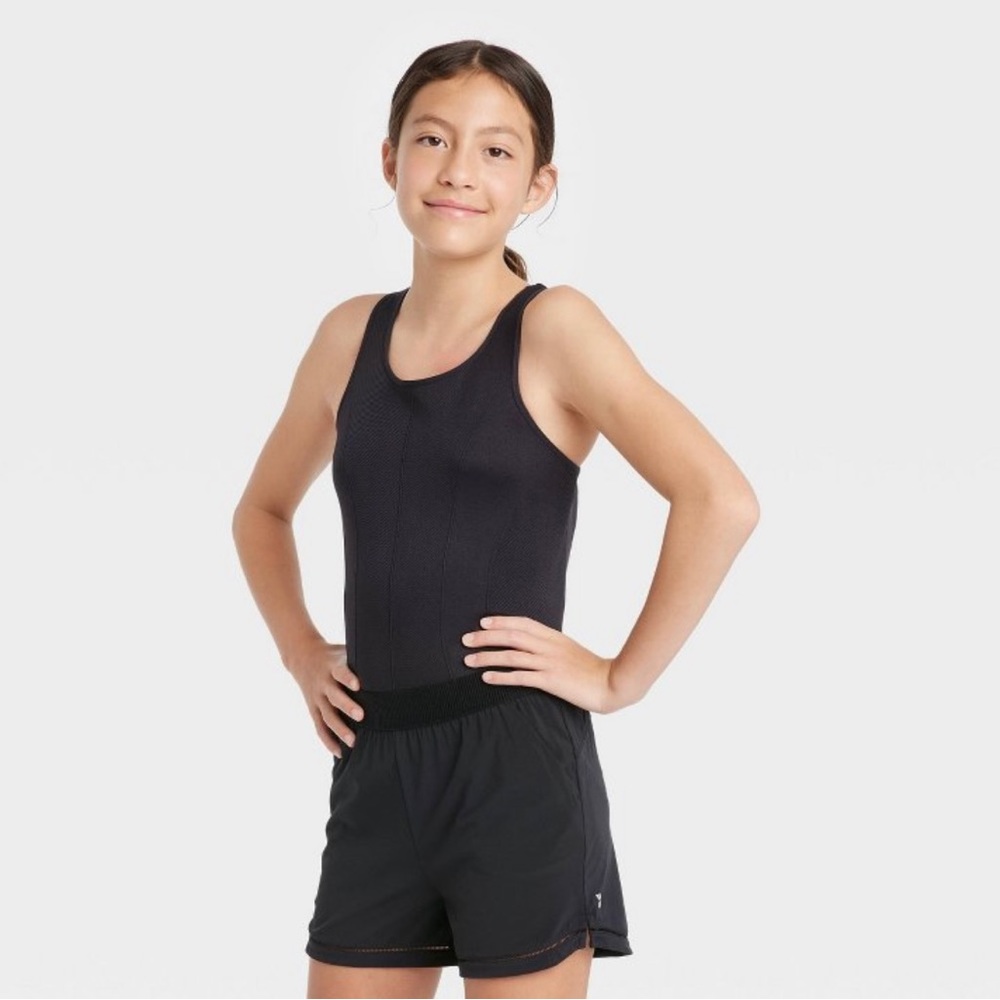 Girls' Seamless Leotard-Black-Small-All in Motion